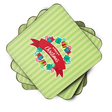 Load image into Gallery viewer, Christmas Wreath Presents Green Foam Coaster  BB6977FC