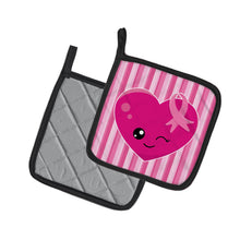 Load image into Gallery viewer, Breast Cancer Awareness Ribbon Heart Pot Holders - Set of 2 - Heat-Resistant Kitchen Essentials BB6982PTHD