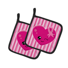Load image into Gallery viewer, Breast Cancer Awareness Ribbon Heart Pot Holders - Set of 2 - Heat-Resistant Kitchen Essentials BB6982PTHD