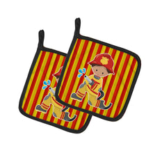 Load image into Gallery viewer, Fireman Boy Pot Holders - Set of 2 - Heat-Resistant Kitchen Essentials BB6995PTHD