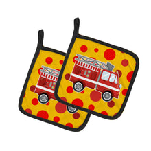 Load image into Gallery viewer, Fireman's Firetruck Pot Holders - Set of 2 - Heat-Resistant Kitchen Essentials BB6998PTHD