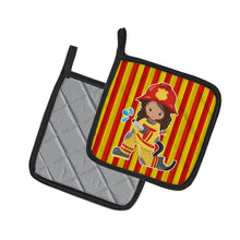 Load image into Gallery viewer, Fireman Girl Pot Holders - Set of 2 - Heat-Resistant Kitchen Essentials BB7001PTHD