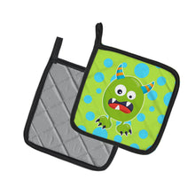 Load image into Gallery viewer, Little Monster Greenie Doodle Pot Holders - Set of 2 - Heat-Resistant Kitchen Essentials BB7003PTHD