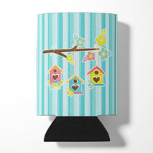 Load image into Gallery viewer, Birdhouses on Blue Stripes Can or Bottle Hugger BB7011CC