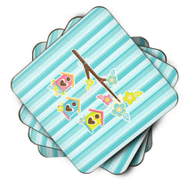 Load image into Gallery viewer, Birdhouses on Blue Stripes Foam Coaster  BB7011FC