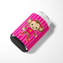 Load image into Gallery viewer, Monkey on Pink Stripes Can or Bottle Hugger BB7020CC