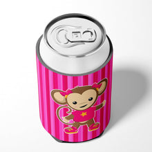 Load image into Gallery viewer, Monkey on Pink Stripes Can or Bottle Hugger BB7020CC