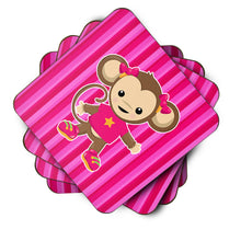Load image into Gallery viewer, Monkey on Pink Stripes Foam Coaster  BB7020FC