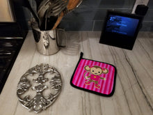 Load image into Gallery viewer, Monkey on Pink Stripes Pot Holders - Set of 2 - Heat-Resistant Kitchen Essentials BB7020PTHD