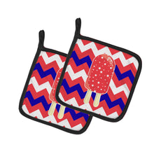 Load image into Gallery viewer, Ice Pop Popsicle Red White Blue Pot Holders - Set of 2 - Heat-Resistant Kitchen Essentials BB7063PTHD