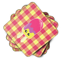 Load image into Gallery viewer, Ice Pop Popsicle Face Gingham Foam Coaster  BB7068FC