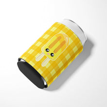 Load image into Gallery viewer, Ice Pop Popsicle Face Gingham Yellow Can or Bottle Hugger BB7069CC