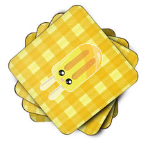 Load image into Gallery viewer, Ice Pop Popsicle Face Gingham Yellow Foam Coaster  BB7069FC