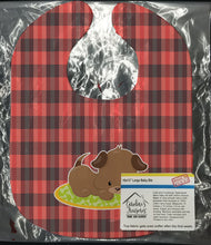 Load image into Gallery viewer, Puppy on Black Red Gingham Baby Bib BB7072BIB