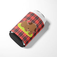 Load image into Gallery viewer, Puppy on Black Red Gingham Can or Bottle Hugger BB7072CC