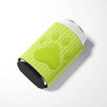 Load image into Gallery viewer, Puppy Pawprint Green Stripes Can or Bottle Hugger BB7074CC