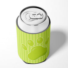 Load image into Gallery viewer, Puppy Pawprint Green Stripes Can or Bottle Hugger BB7074CC