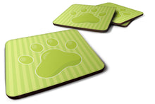 Load image into Gallery viewer, Puppy Pawprint Green Stripes Foam Coaster  BB7074FC