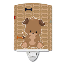 Load image into Gallery viewer, Puppy on Brown Bones Ceramic Night Light BB7075CNL