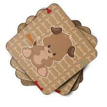 Load image into Gallery viewer, Puppy on Brown Bones Foam Coaster  BB7075FC