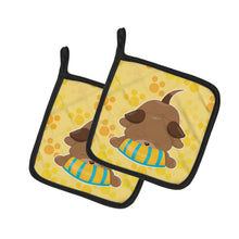 Load image into Gallery viewer, Puppy on Yellow Pawprints Pot Holders - Set of 2 - Heat-Resistant Kitchen Essentials BB7076PTHD