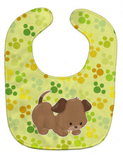 Load image into Gallery viewer, Puppy on Green Pawprints Baby Bib BB7078BIB
