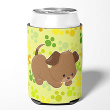 Load image into Gallery viewer, Puppy on Green Pawprints Can or Bottle Hugger BB7078CC