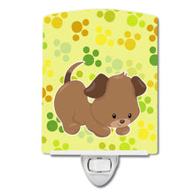 Load image into Gallery viewer, Puppy on Green Pawprints Ceramic Night Light BB7078CNL