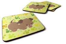 Load image into Gallery viewer, Puppy on Green Pawprints Foam Coaster  BB7078FC