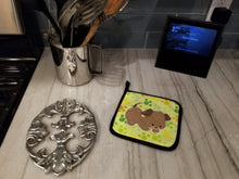 Load image into Gallery viewer, Puppy on Green Pawprints Pot Holders - Set of 2 - Heat-Resistant Kitchen Essentials BB7078PTHD