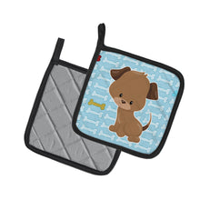 Load image into Gallery viewer, Puppy on Blue Bones Pot Holders - Set of 2 - Heat-Resistant Kitchen Essentials BB7079PTHD