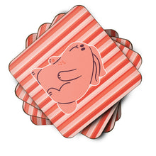 Load image into Gallery viewer, Rabbit on Pink Stripes Foam Coaster  BB7080FC