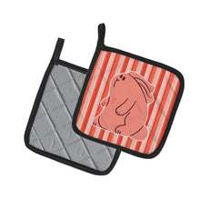 Load image into Gallery viewer, Rabbit on Pink Stripes Pot Holders - Set of 2 - Heat-Resistant Kitchen Essentials BB7080PTHD