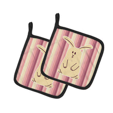 Load image into Gallery viewer, Rabbit on Stripes Pot Holders - Set of 2 - Heat-Resistant Kitchen Essentials BB7084PTHD