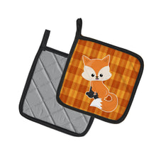 Load image into Gallery viewer, Baby Fox Gingham Pot Holders - Set of 2 - Heat-Resistant Kitchen Essentials BB7087PTHD