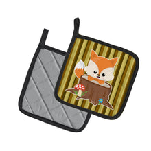 Load image into Gallery viewer, Baby Fox Tree Stripes Pot Holders - Set of 2 - Heat-Resistant Kitchen Essentials BB7088PTHD