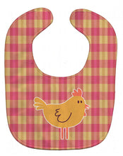 Load image into Gallery viewer, Chicken Hen on Gingham Baby Bib BB7090BIB