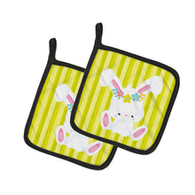 Load image into Gallery viewer, Easter White Rabbit with Flowers Pot Holders - Set of 2 - Heat-Resistant Kitchen Essentials BB7093PTHD