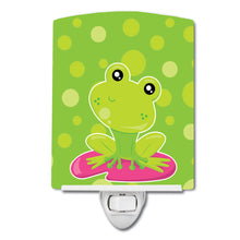 Load image into Gallery viewer, Frog on Lily Pad Green Polkadots Ceramic Night Light BB7098CNL