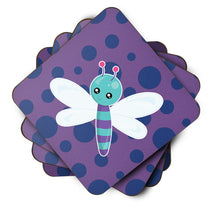 Load image into Gallery viewer, Dragonfly on Purple Polkadots Foam Coaster  BB7099FC