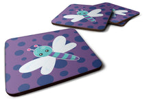 Load image into Gallery viewer, Dragonfly on Purple Polkadots Foam Coaster  BB7099FC