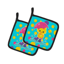 Load image into Gallery viewer, Duck in the Rain on Polkadots Pot Holders - Set of 2 - Heat-Resistant Kitchen Essentials BB7101PTHD