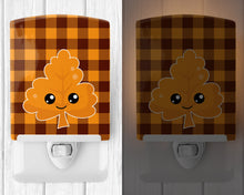 Load image into Gallery viewer, Fall Leaf on Gingham Ceramic Night Light BB7109CNL