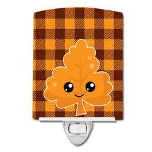 Load image into Gallery viewer, Fall Leaf on Gingham Ceramic Night Light BB7109CNL