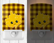Load image into Gallery viewer, Fall Leaf on Gingham Ceramic Night Light BB7110CNL