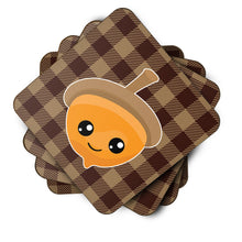 Load image into Gallery viewer, Fall Acorn on Gingham Foam Coaster  BB7111FC