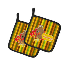 Load image into Gallery viewer, Thanksgiving Turkey Thanks Pot Holders - Set of 2 - Heat-Resistant Kitchen Essentials BB7116PTHD