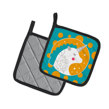 Load image into Gallery viewer, Unicorn Orange Polkadots Pot Holders - Set of 2 - Heat-Resistant Kitchen Essentials BB7137PTHD