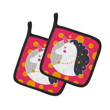 Load image into Gallery viewer, Unicorn Orange Polkadots Pot Holders - Set of 2 - Heat-Resistant Kitchen Essentials BB7138PTHD