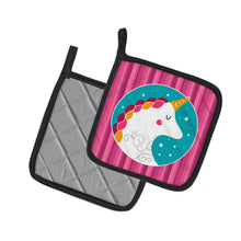 Load image into Gallery viewer, Unicorn Pink Stripes Pot Holders - Set of 2 - Heat-Resistant Kitchen Essentials BB7139PTHD